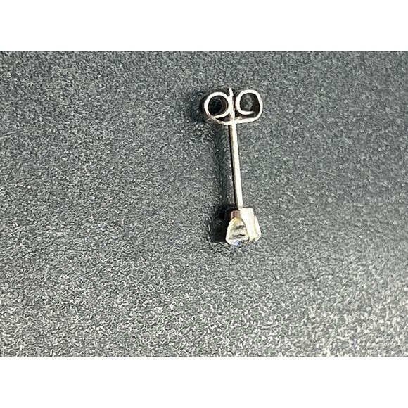 Vintage Studex 585 14k White Gold Clear Cubic Zirconia 3mm Stud Earrings - Picture 8 of 9